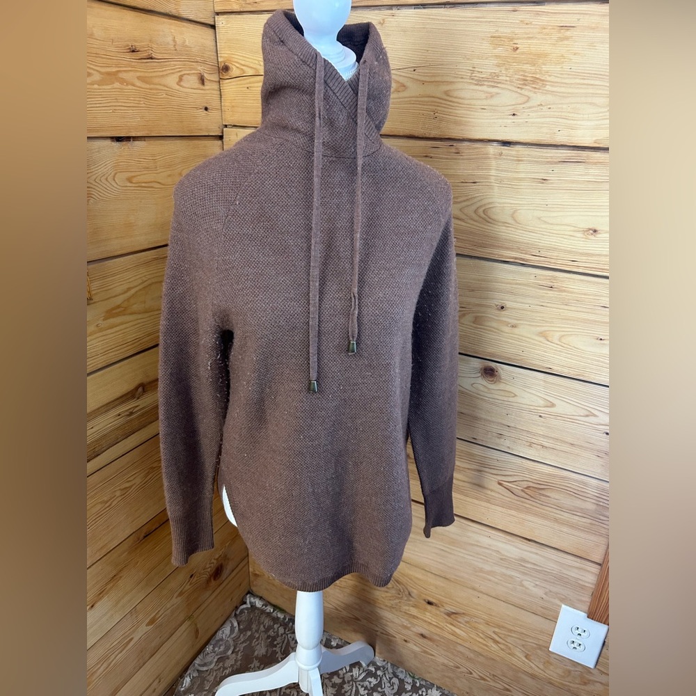Cynthia Rowley X Fine Merino Wool Women’s Small Oversized Tan Turtleneck Sweater